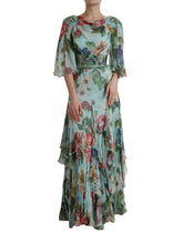 Dolce & Gabbana Blue Floral Print Tiered Long Maxi Dress -   -  Dolce & Gabbana.